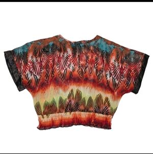 B-Wear Top Unique Multicolor Women's Size Large Batwing Crop Top Light Weight